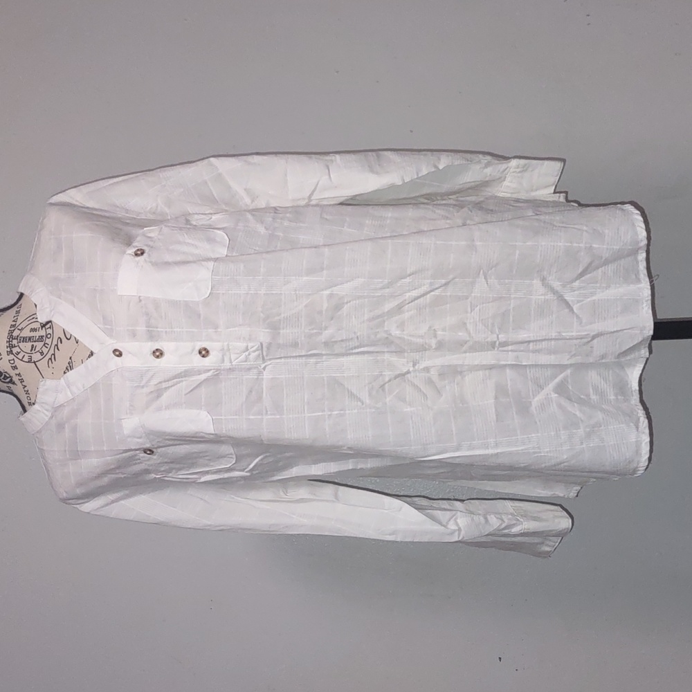 CATO Woman Tops Size 18/20W Long Sleeve Roll Tab White 100% Cotton